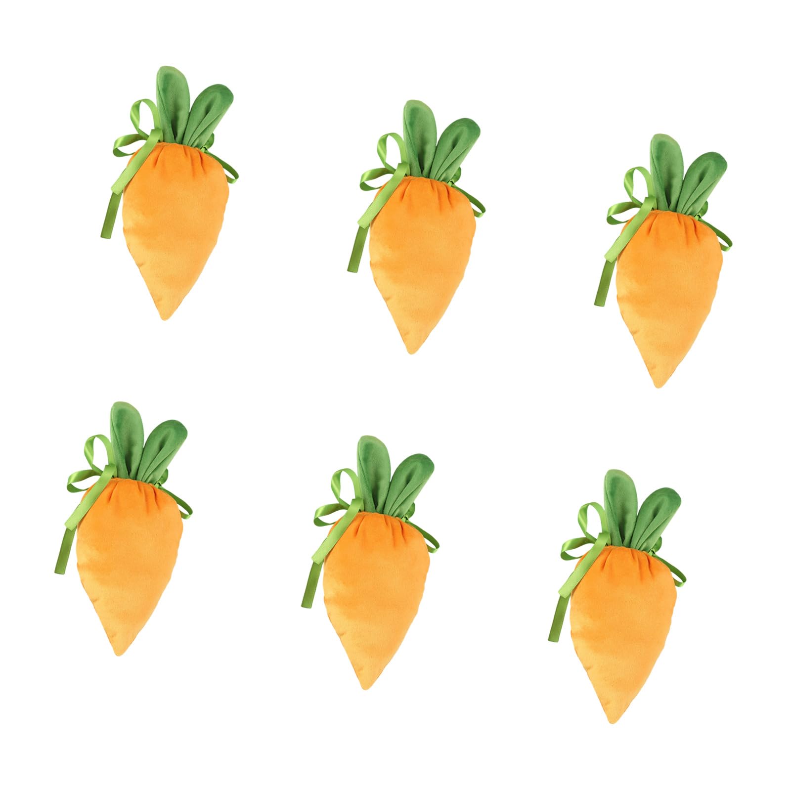hogtnd Pack of 6 Rabbit Ears Carrot Shape Fabric Candy Bags with Drawstring, Biscuit Candy Bags, Party Treat Bags for Wrapping Gifts, Biscuits, Sweets, Drawstring Closure, for
