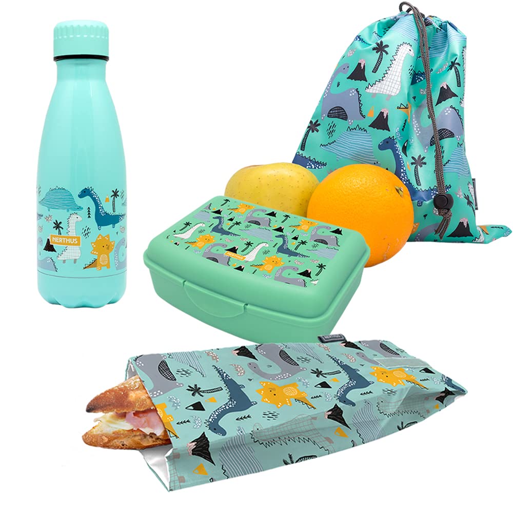 Bouteille acier inoxydable enfant avec lunchbox et sac à dos Nerthus