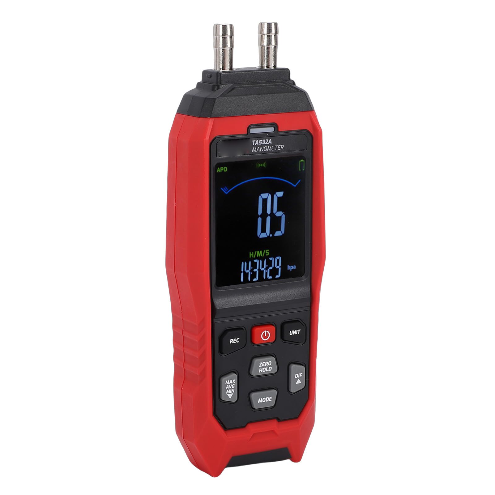 Manómetro Probador de Presión de Gas, Manómetro Diferencial Digital con Pantalla LCD Retroiluminada, de Doble Puerto para Laboratorio Industrial de Frenado de Automóviles HVAC