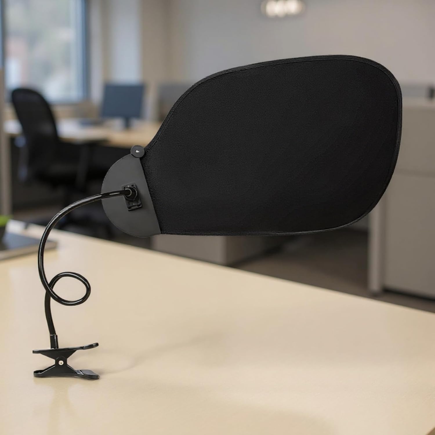 Office Cubicle Shade with Clip & Suction Cup, 22.8 x 14.2 in Privacy Glare Reduction Shade, Adjustable Desk Canopy to Block Light, Portable Car Sun Visor for Napping, Matte Black