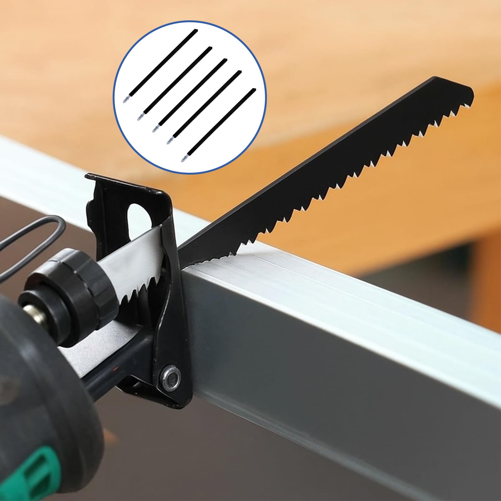 5 Stück Stichsägeblätter Set 250mm T225B, Stichsägeblatt Lang， Extra lange T-Schaft Stichsägeblätter lang aus Hartstahl für Holz, Kunststoff und Metall, Universalschaft