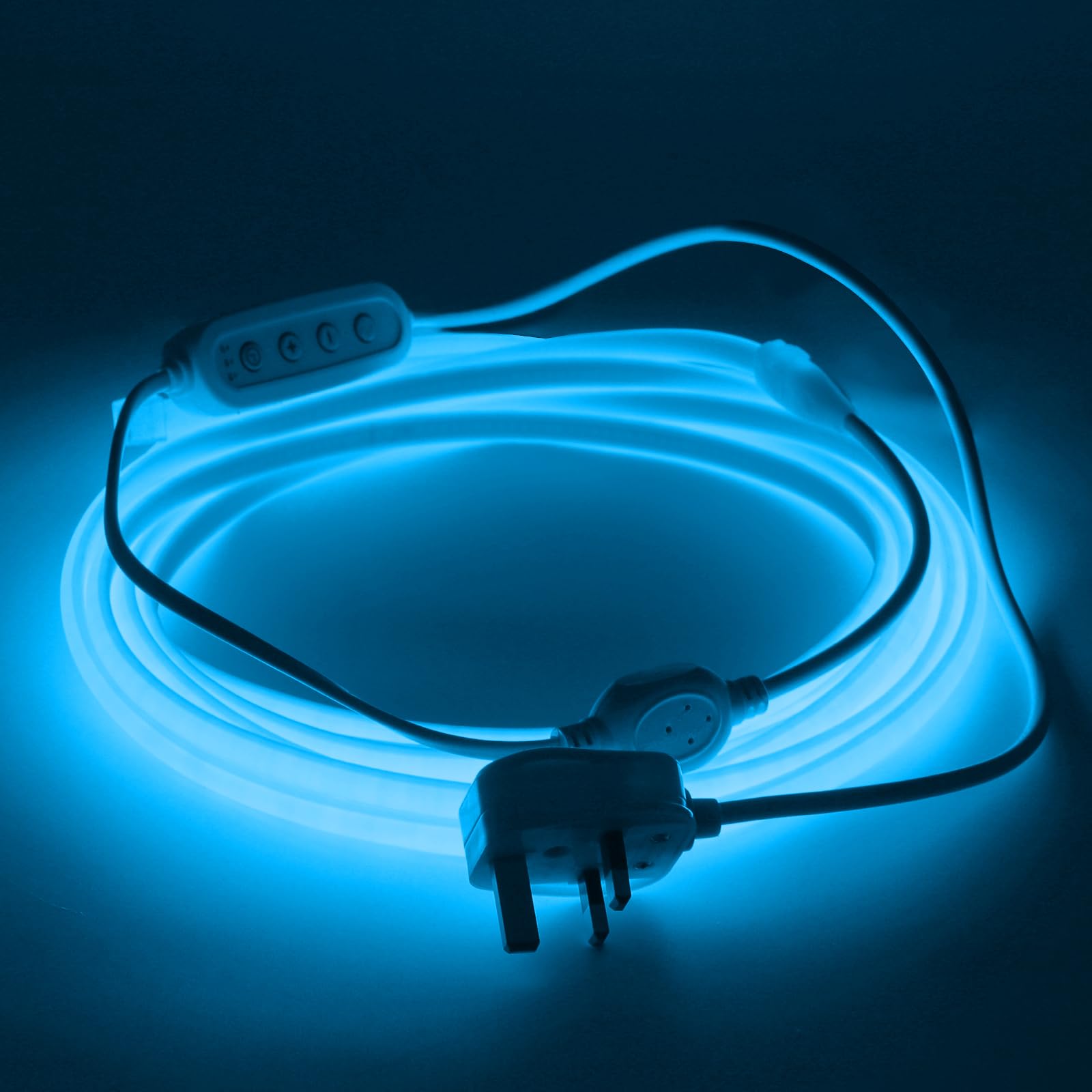 Wisada 220V Dimmable Timer COB LED Neon Strip [8M, Ice Blue], IP65 Waterproof Flexible, 288 LEDs/M Cuttable FCOB LED Strip CRI90+, Home and Store Decoration