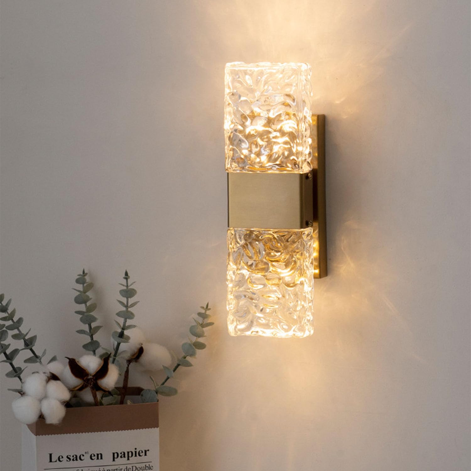 zhxinashu LED-Wandleuchte Innen, Goldene Wasserwellen-Wandlampe, Warmweiß | LED 5W, Modern Luxuriös, Leuchtmittel enthalten (nicht austauschbar), Kristall-Lampe für Nachttisch, Wohnzimmer und Flur