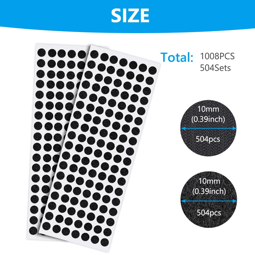 OFFCUP Scratch Autocollant Rond 504 Paires 10mm Noir Double Face Pastille Adhesive Collant Point DIY Artisanat