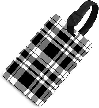 Amazon 黒と白のチェック柄プリント荷物バッグ ケースタグ識別子 スーツケース用 おかしな名前 Id 情報カードラベル 文房具 オフィス用品 文房具 オフィス用品
