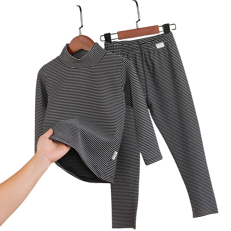 Zonto sous-vêtements d'hiver pour Enfants Ensemble De Pantalons Intérieurs en Velours pour Enfants pour Garçons Et Filles Manteau d'automne Et Pantalon d'automne À Col De Tortue Chaud-D-120 Mètres