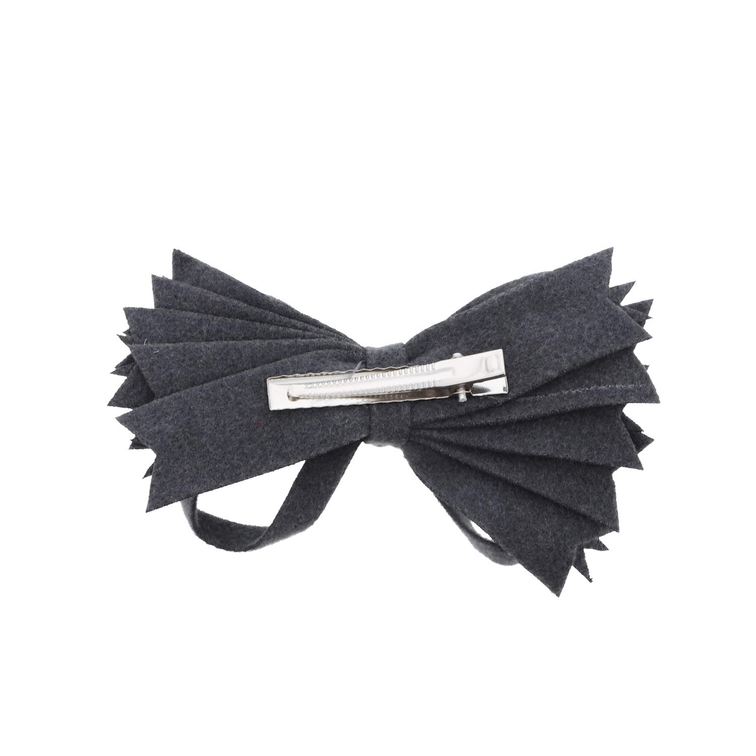 Amazon.com : Black & Grey Felt & Wool Strips Hair Bow Clip  display picture 1