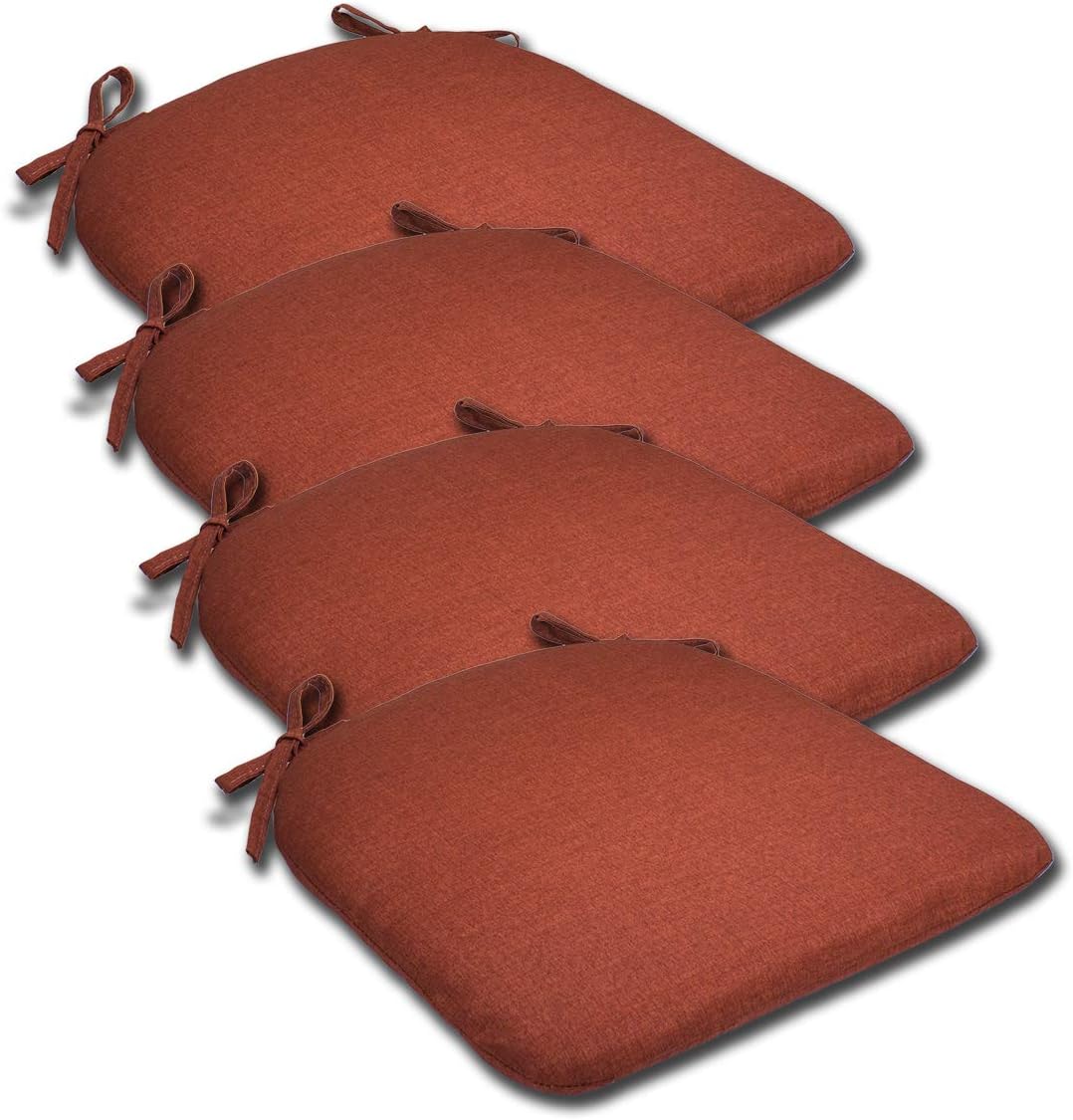 Set of 4 16W x 17Dx 1.5H Spun Polyester Outdoor SEAT Cushion in Husk Texture Brick by Comfort Classics Inc.