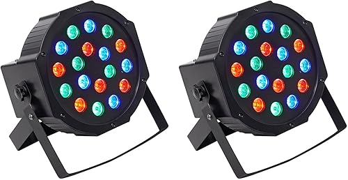 (2) Rockville RockPAR50 LED RGB Compact Par Can DJ/Club DMX Wash Light+Dual Bracket