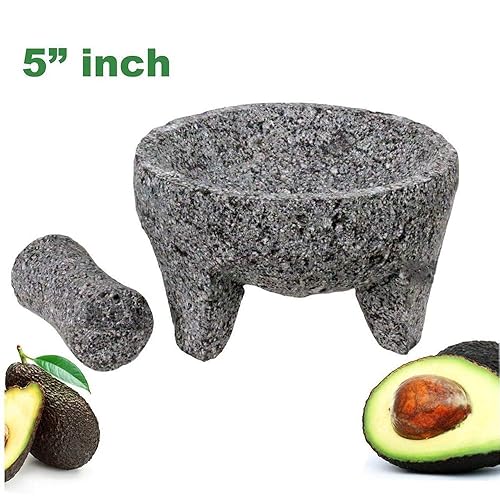 Miniatura 2 de Molcajete - Auténtico mortero de piedra de lava de basalto mexicano y guacamole de 5 pulgadas de profundidad x 3.5 pulgadas de alto, tejolote mide
