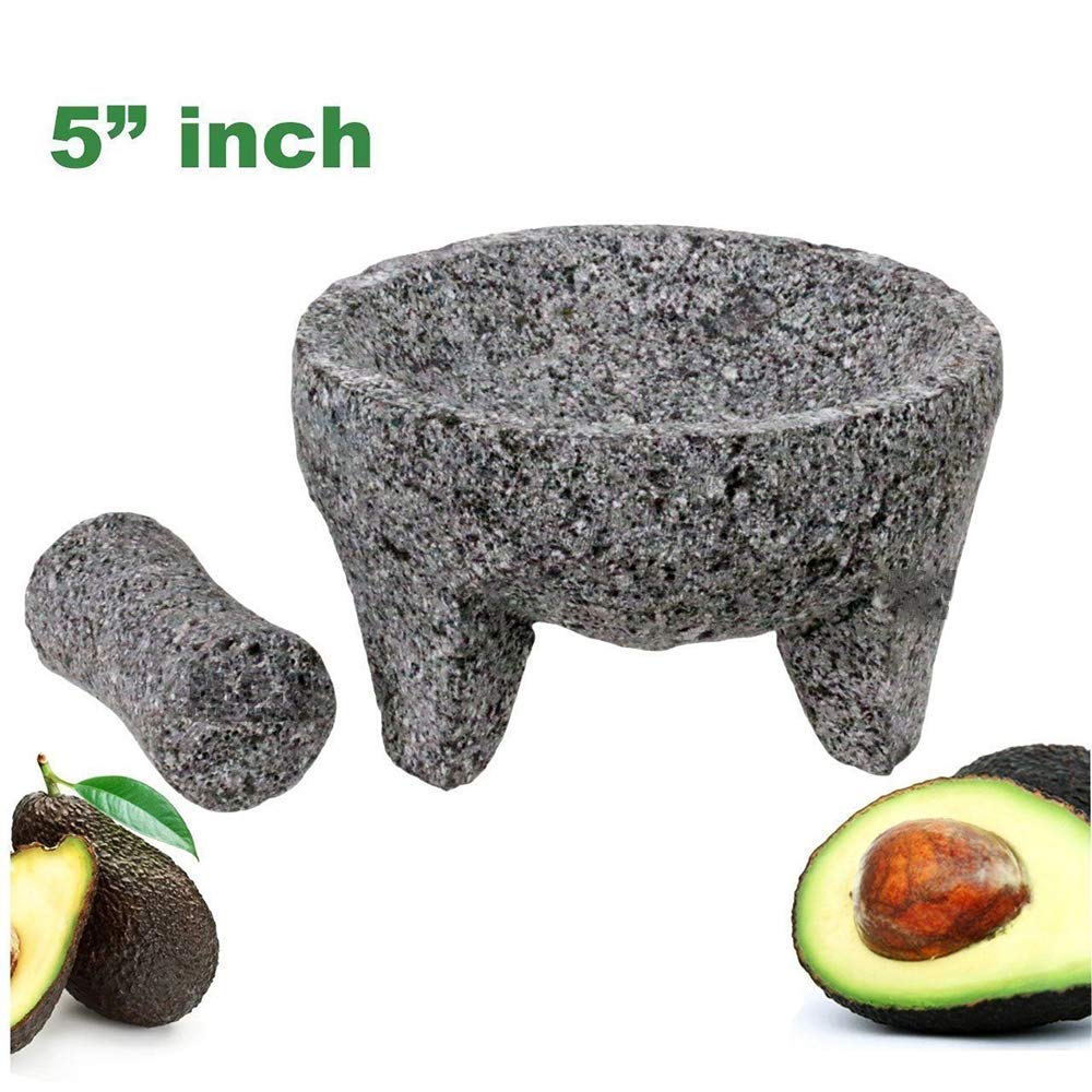 Amazon | Thaweesuk Shop Molcajete 本物のメキシコの玄武岩 すり鉢と
