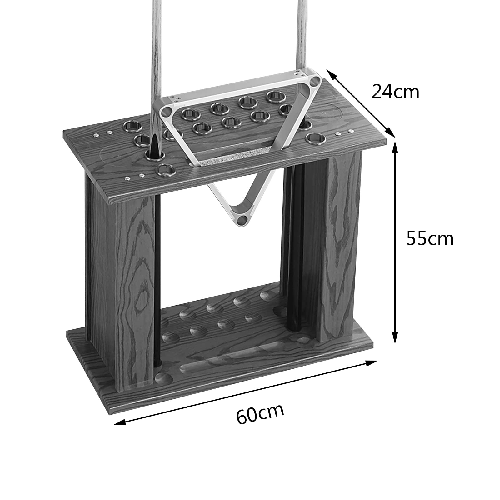Stojaki Na Kije Basenowe, Stojący Uchwyt Na Kije Bilardowe Mieści Do 16 Kijów I 1 Statyw, Odpowiedni Dla Klubów I Rodzin W Salach Bilardowych(Size:60x24x55cm,Color:czarny)