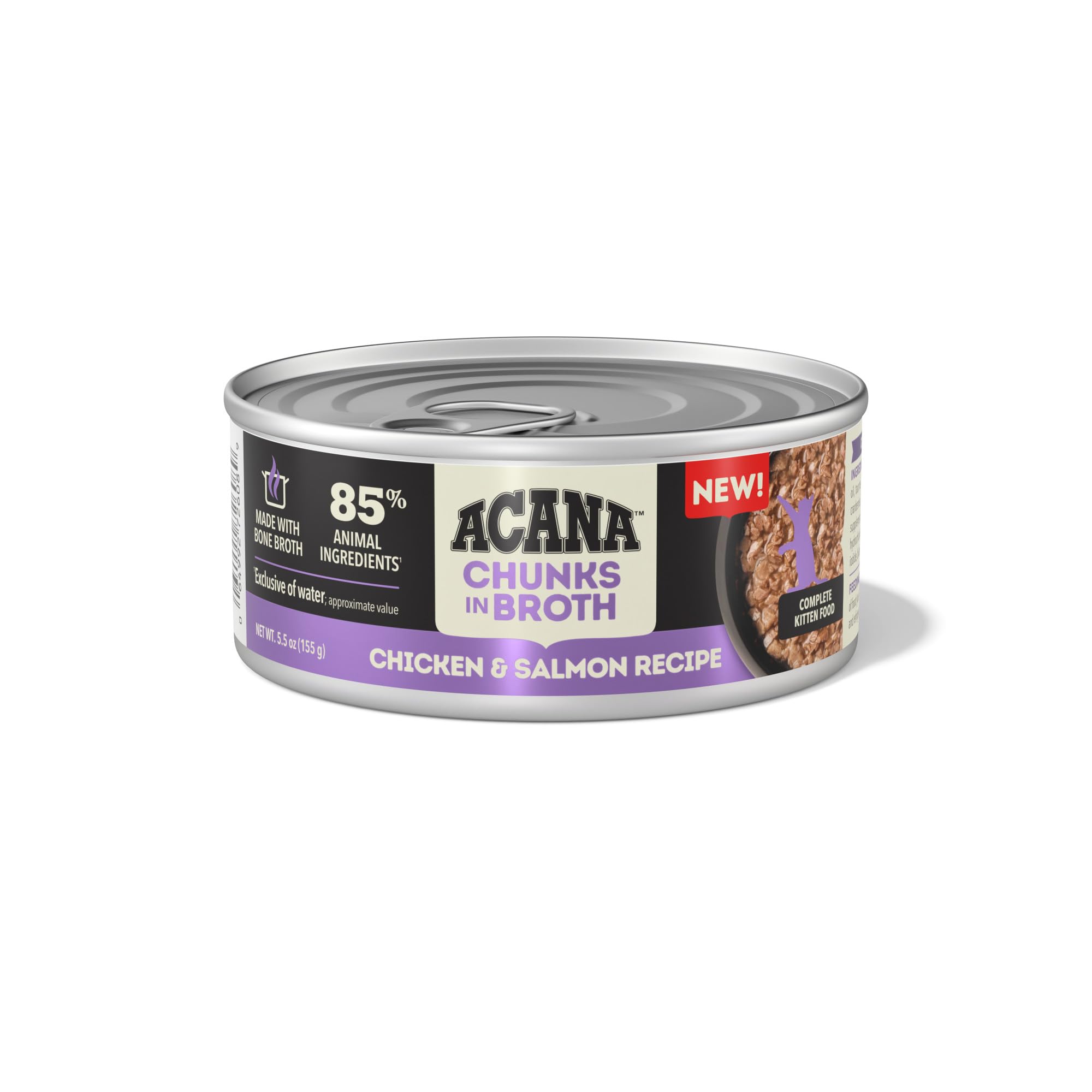 ACANA Chunks in Broth Chicken & Salmon Recipe for Kittens, 5.5oz, case of 6 cans