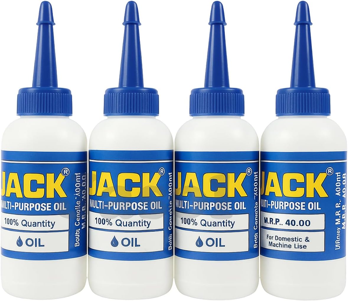 Jasol Sewing Machine Oiler Empty Oil can 4PCS 100ml Plastic on Cap Extended Spout Oil Bottle Sewing Machine Oil Dispenser Pack of 4 (Blue & white)