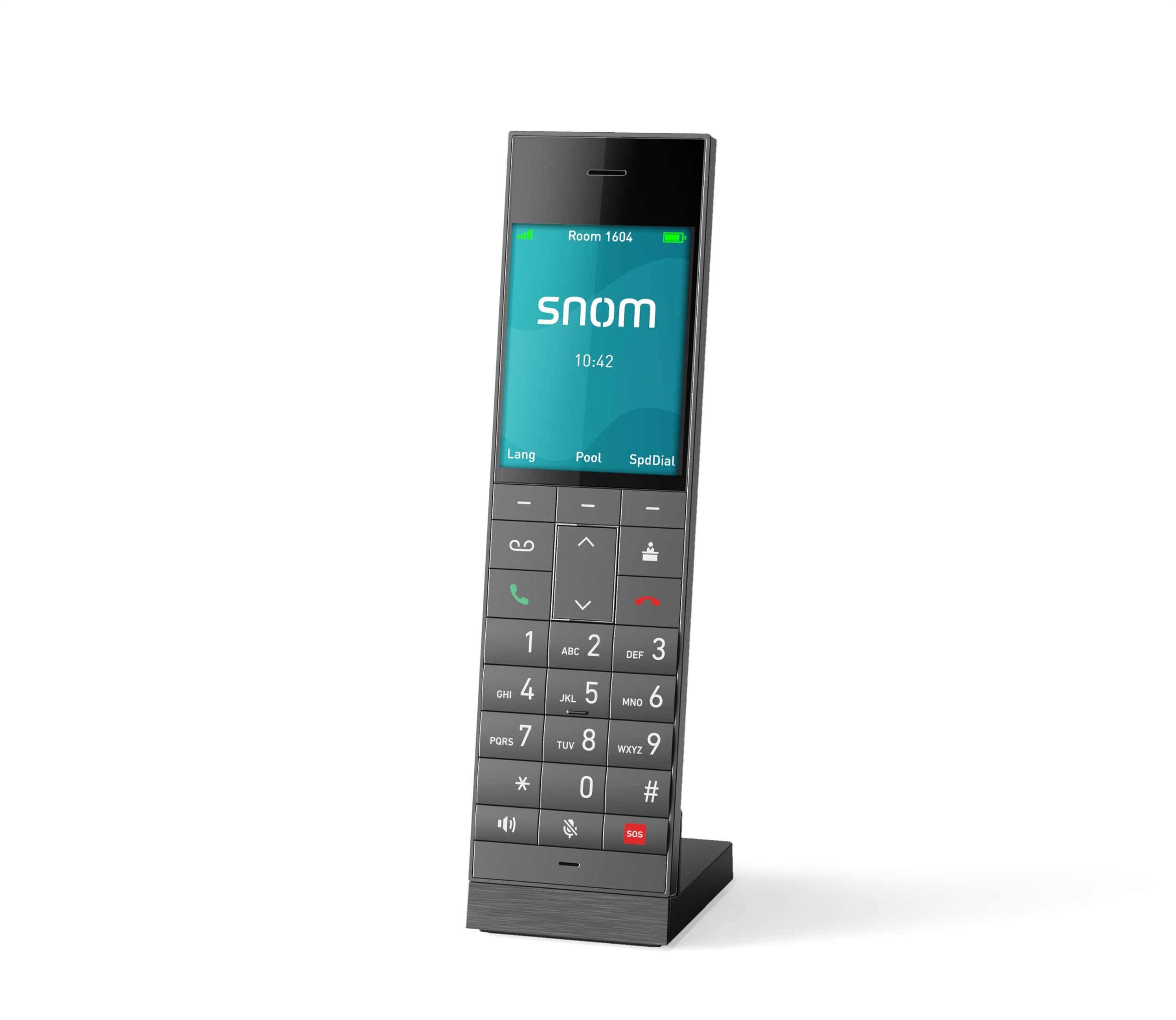Snom HM2 Telefono Cordless Casa DECT per Hotel - Ricevitore Aggiuntivo con Display a Colori e Rivestimento Antibatterico - Espansione per Sistema HM201 - Telefono Casa Senza Fili