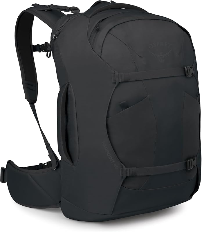 Mochila de viaje Farpoint 40L para hombre, sistema operativo negro | bolso, funda para portátil, artículo personal, viaje de trabajo a la escuela, viaje de mano, apto para vuelos, kit de tocador, color negro