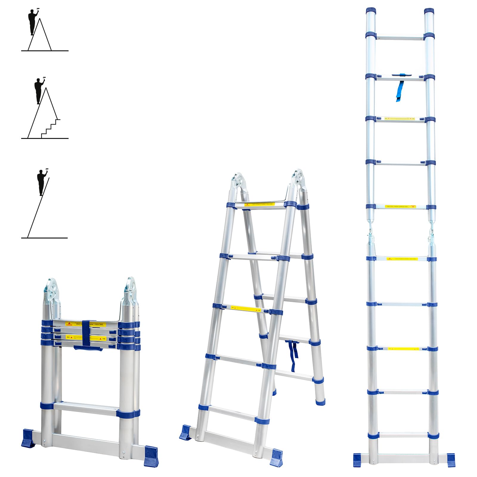 HOSTRÖM Escalera telescópica articulada de 3,2 m STEMPAKT, Escalera de 2 x 5 peldaños Plegable Profesional multifunción, H MAX Trabajo 4,1 m, garantía de 5 años.