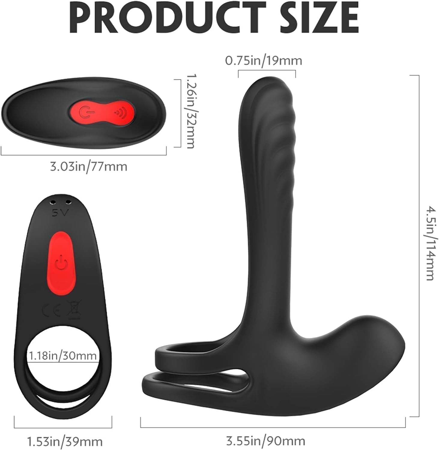 Anillo vibrador erótico, apto para hombres y parejas, equipado con mando a distancia, con función de doble estimulación, y estimulador femenino