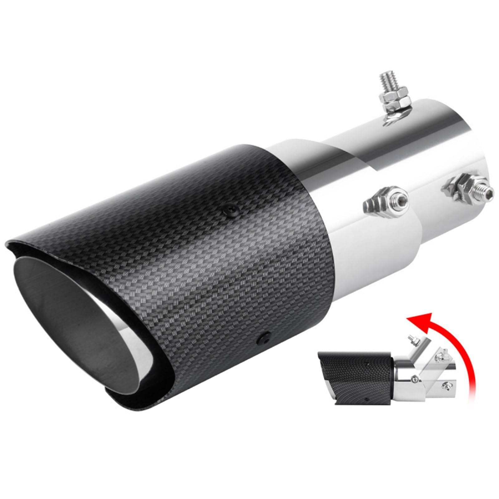 Car Silencer Pojedyncza rura z włókna węglowego obudowa ABS wydechowa samochodu uniwersalny regulowany ogon płomień Decor głowica ochronna niezbędne akcesorium(Straight Edge Non lu)
