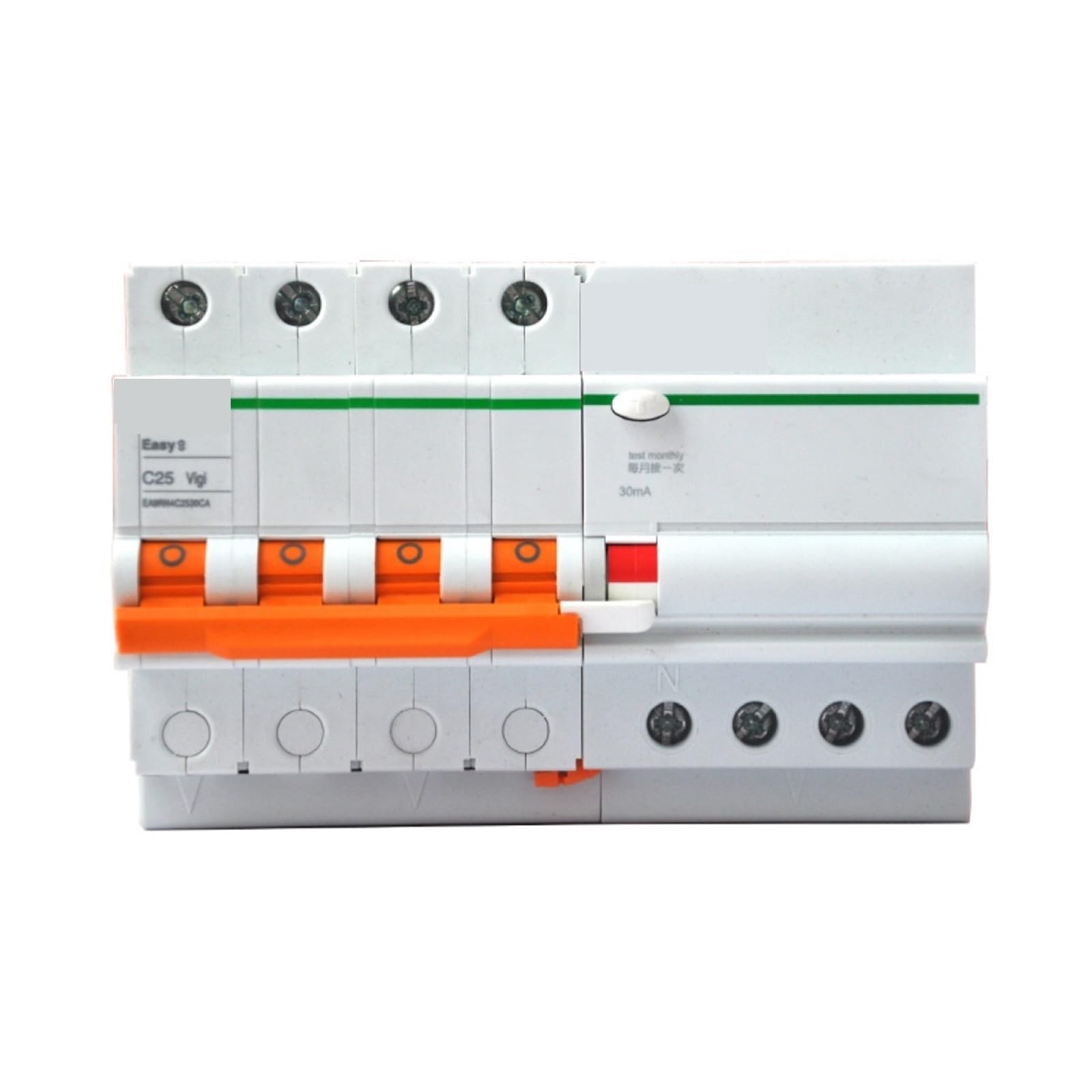 Disjoncteur de protection EA9R 4P C63A 30mA type A pour tableau électrique triphasé