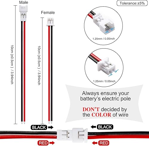 Miniatura 2 de Chanzon 30 pares de conectores de enchufe para 26AWG Jst1.0.984 in de paso 2Pin Micro Jack y 3.94 pulgadas (3.9 in) UL1571 cable de cobre estañado