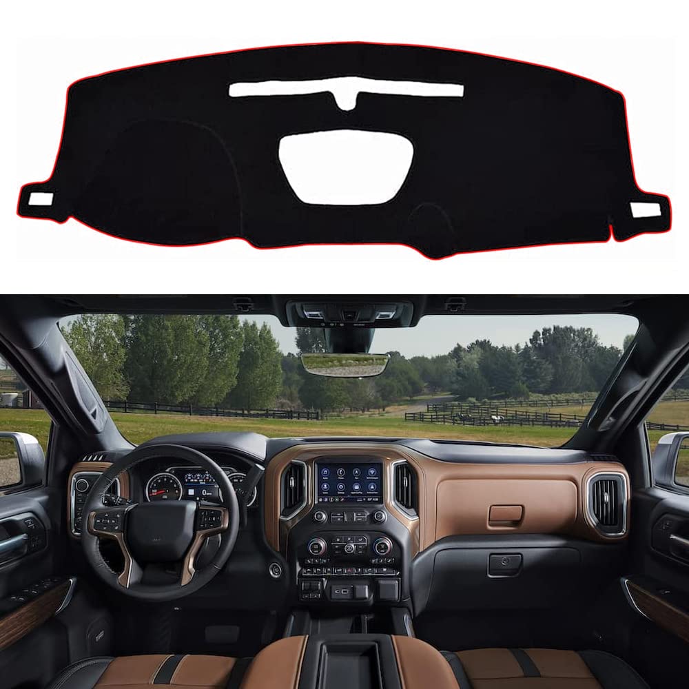 YOFAMO Dashboard Cover Dash Cover Mat Pad Carpet Custom Fit for Chevrolet Silverado 1500 2500 3500 GMC Sierra 1500 2019 2020 2021 Accessories