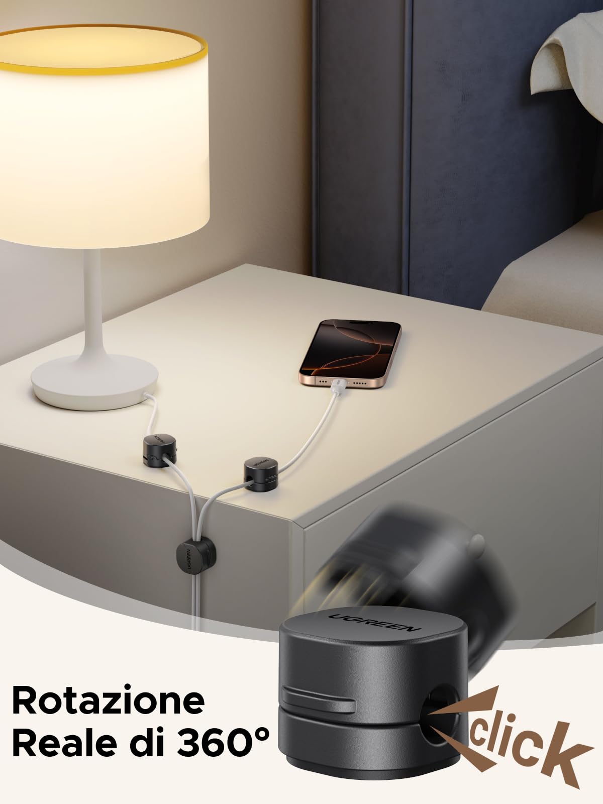 UGREEN Organisateur de Câble Magnétique et Zapix 100W 6 Ports Chargeur USB C
