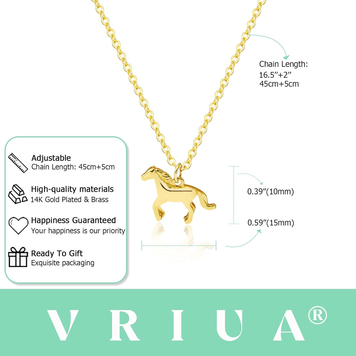VRIUA Gold Necklace for Women – 14K Gold Plated Fish, Bee, Turtle, Cat, Sea Turtle, Snake, Dragon, Dragonfly, Elephant, Horse, Conch and Seahorse Pendant Necklace Trendy Jewelry - Image 4