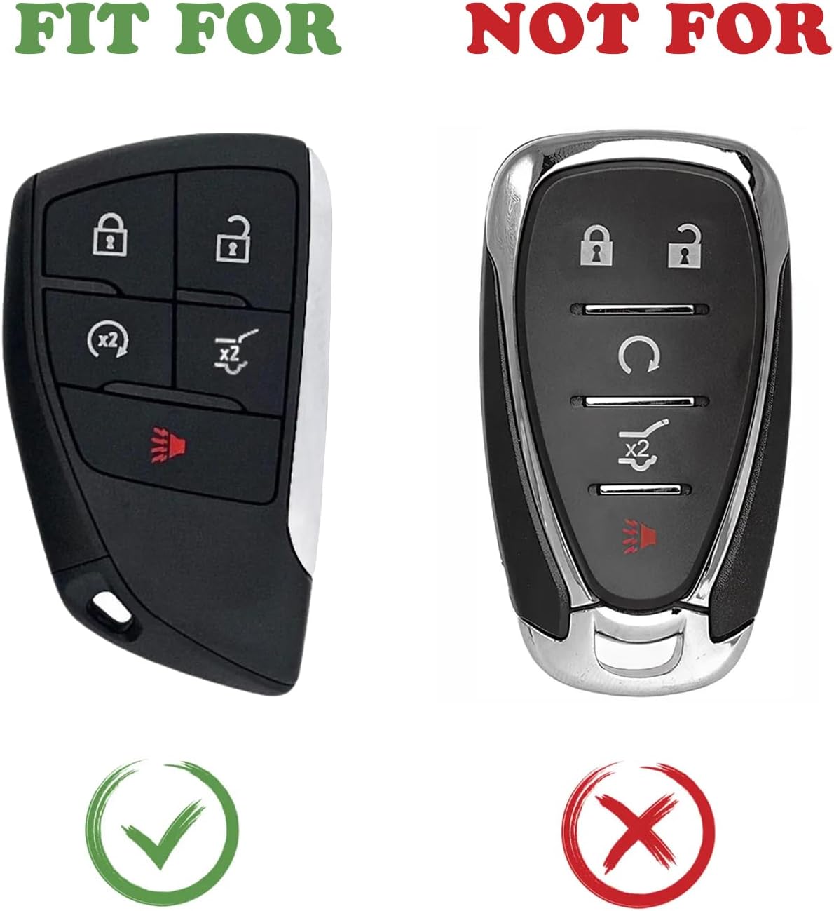 TANDRIVE Key Fob Cover for 2026 2025 2024 Chevy Equinox Traverse Blazer EV GMC Acadia Terrain and 2026-2021 Buick Envision, 5 Button, Silicone, 2-Pack, Black
