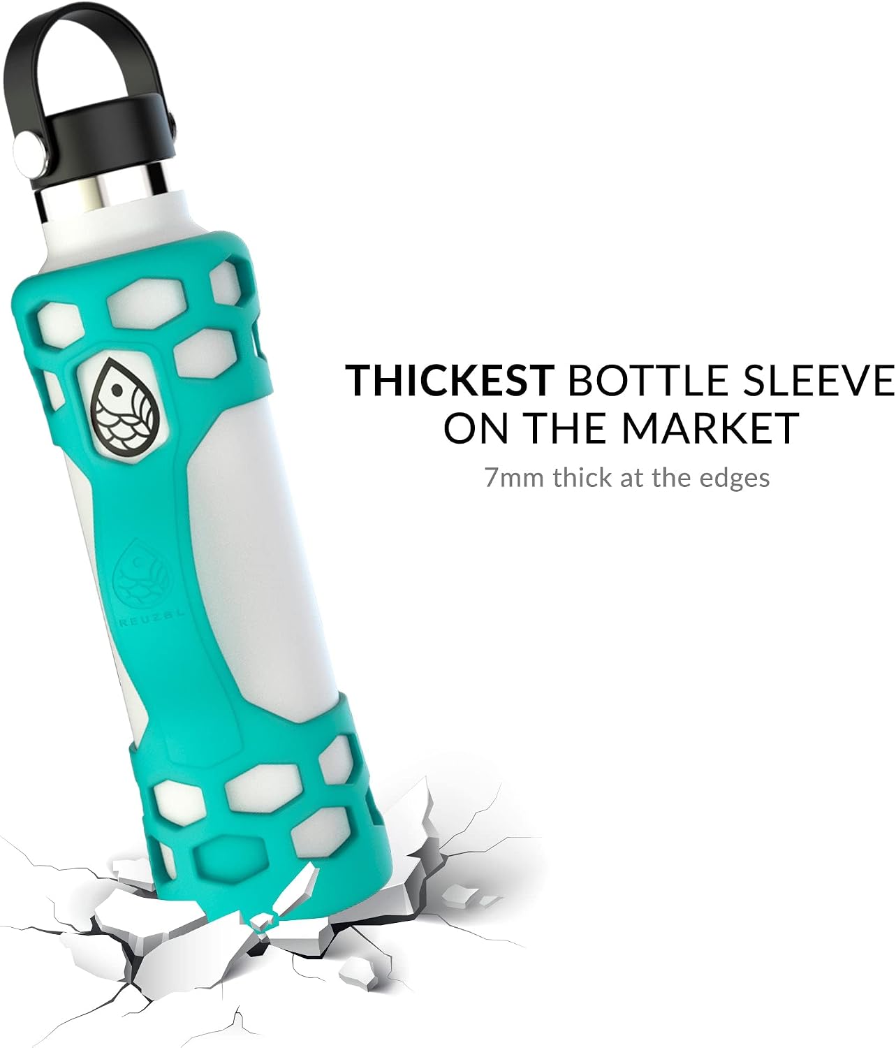 REUZBL Bottle Bumper Silicone Boot Sleeve Protector with Handle for Hydro Flask 40oz, 32oz, 24oz, 21oz, and Similar Stainless Steel Water Bottles Accessories