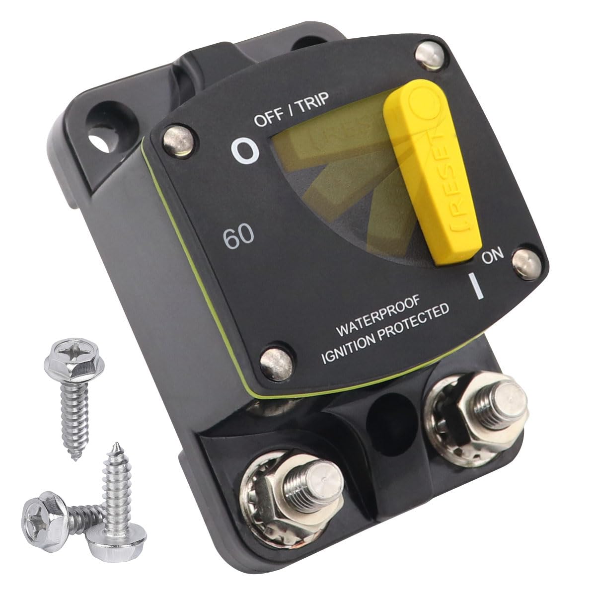 60A Amp Battery Switch Circuit Breaker w/5/16 Studs Waterproof