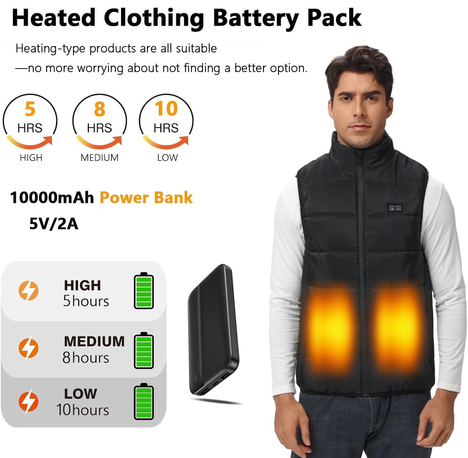 SNZ Beheizbare Weste für Damen Herren, USB Beheizte Weste mit Akku, Heizjacke für Outdoor, Arbeit, Bergsteigen, Jagd