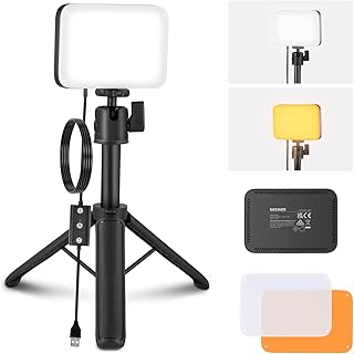 NEEWER Basics Panneau LED de Bureau,Kit d'éclairage pour Vidéoconférence avec Trépied/Filtres pour Webcam,Ordinateur Portable,Zoom,Appel,Maquillage,Diffusion Selfies,Bicolore,Intensité Variable,BP66