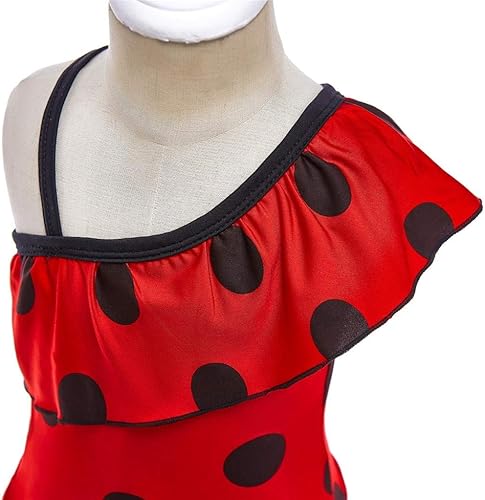 Vista 4 de Lito Angels Traje de baño de una pieza para niñas, diseño de mariquita y lunares