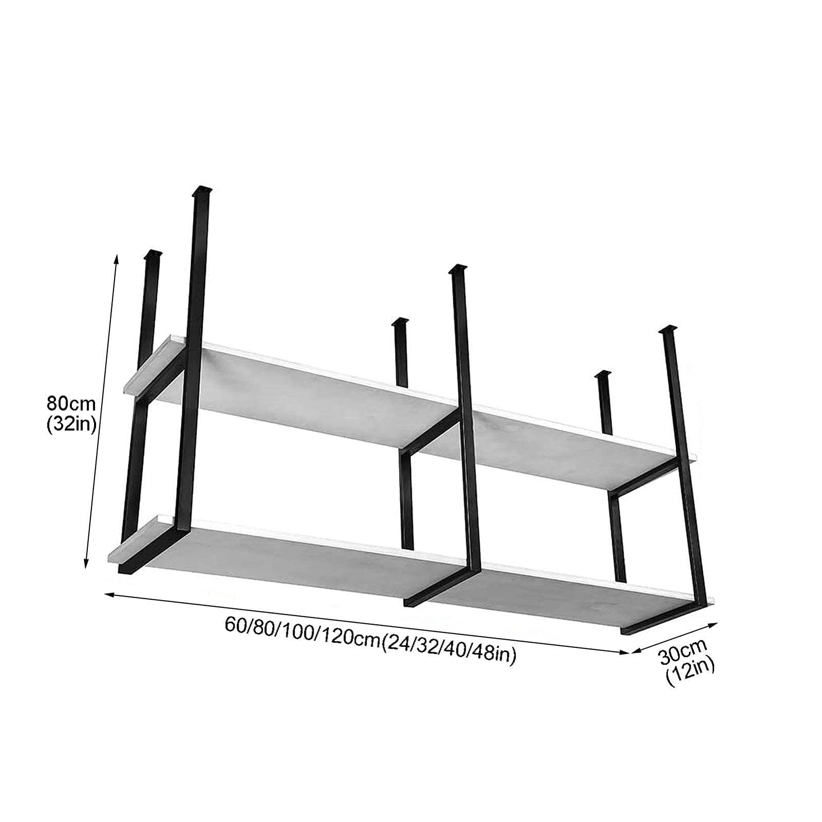 Mensole Da Muro Di Soffitto In Legno Massello - Porta Bottiglie Di Vino A Appeso - Porta Piante Ferro Battut Montato A Parete(80 * 30 * 80cm(31 * 12 * 31 IN))