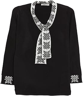 سويتر صوفي منسوج ومنقوش بأكمام طويلة ورقبة دائرية ضيقة للنساء من ال سي وايكيكي