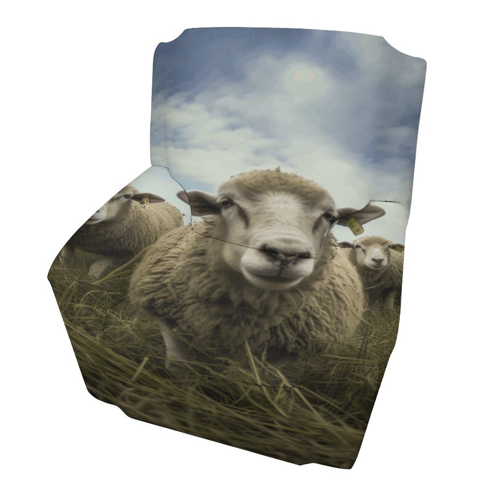 Fodpand Style Flock Of Sheep Sofa Cover Soft 1 Seater Sofa Slipcover For Pets Washable,Couch Cover With Elastic Straps Furniture Protector