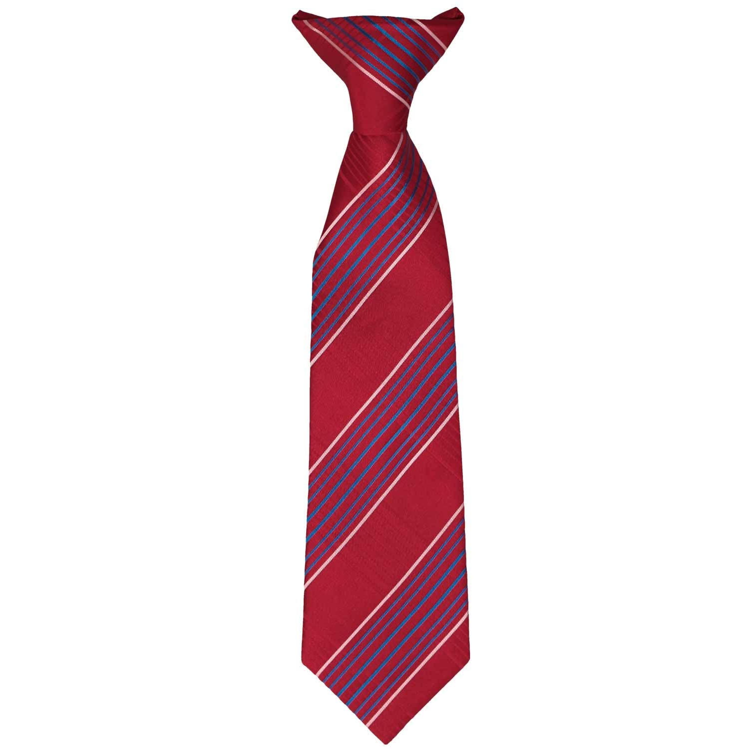 Boys' Dark Red Jeffrey Plaid Clip-On Tie, 11