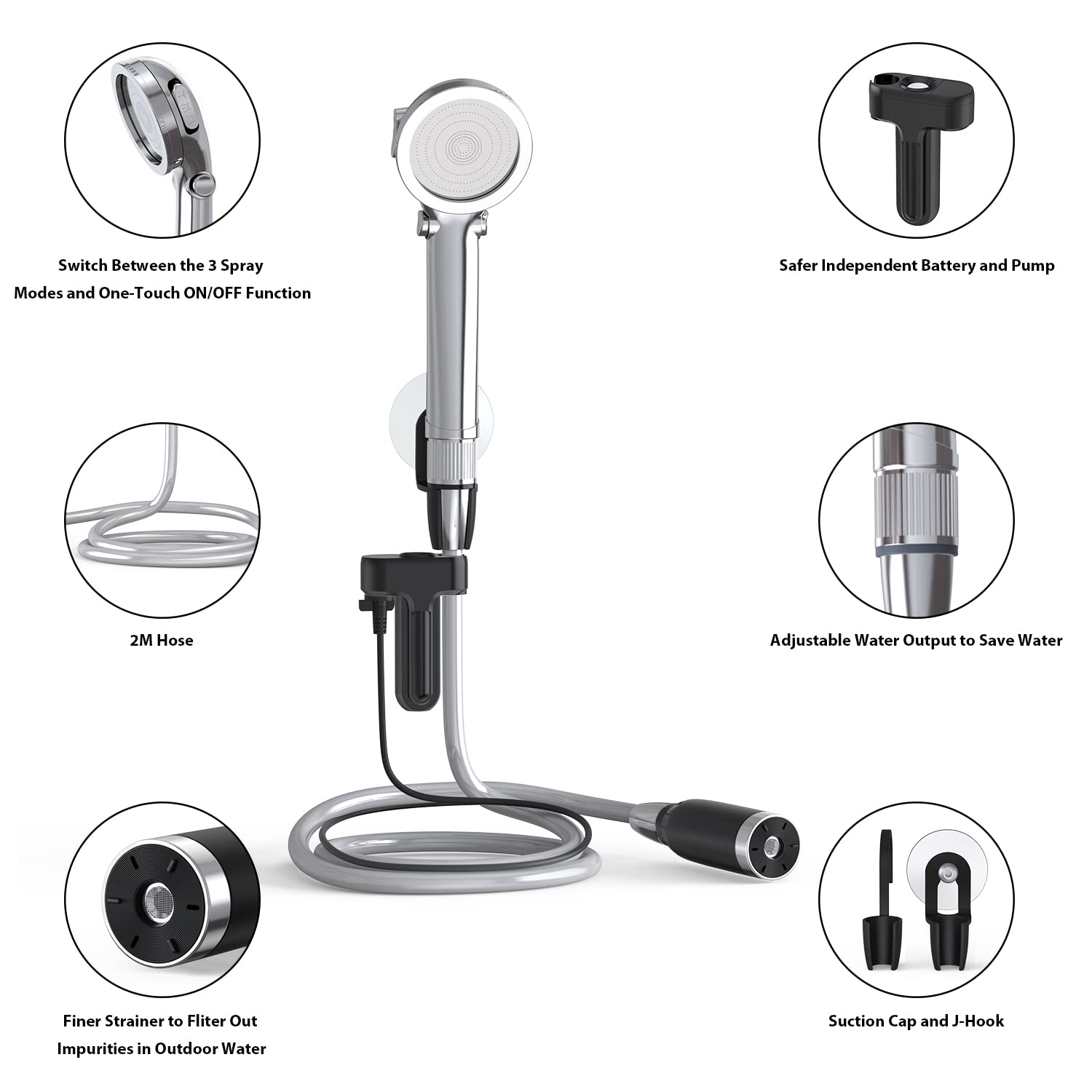 Stouchi Campingdouche met pomp, accu