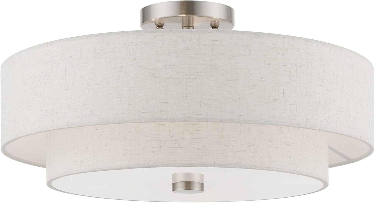 Livex Lighting Meridian 4 Light Semi-Flush in Brushed Nickel (51085-91)