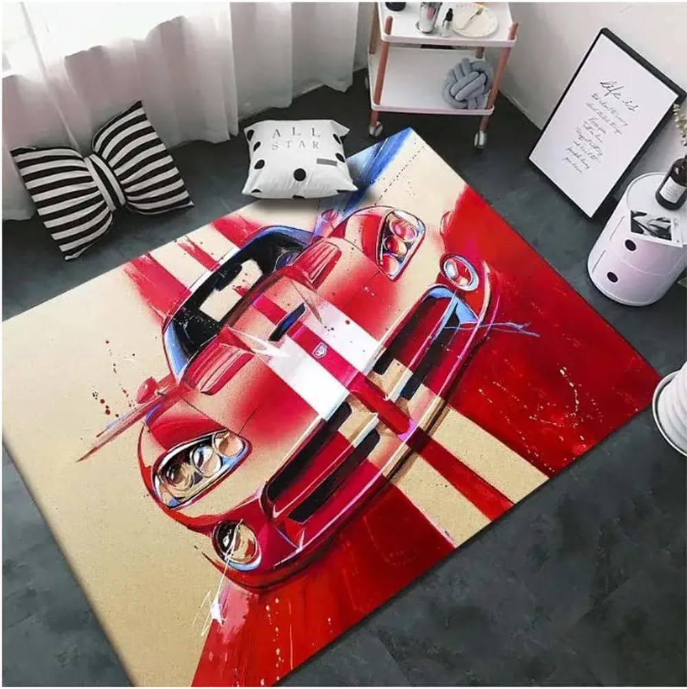 Tapis de salon voiture classique art déco antidérapant 80x150cm