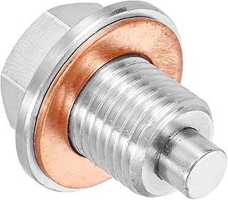 uxcell M12x1.25磁性オイルドレンプラグ、25mm長さの磁性ステンレス鋼製オイルパンドレンナットボルトと銅製クラッシュワッシャー付き、ほとんどの車両に適合するユニバーサル防漏れ交換用