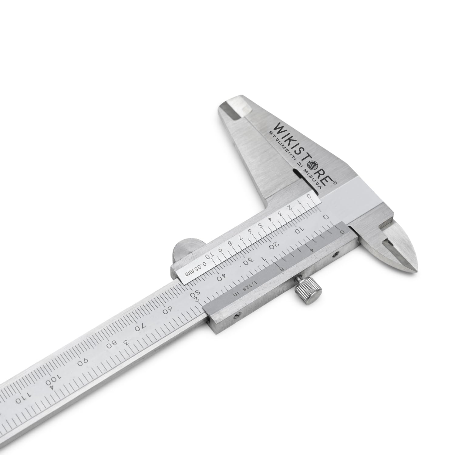 PROFESIONAL CALIBRE MONOBLOCK 200 mm, Calibre ventesimal de 20 cm con picos de 50 mm, Cierre de rosca del calibre de acero, Lectura 0,05 MM / 1/128", Herramienta de trabajo precisa