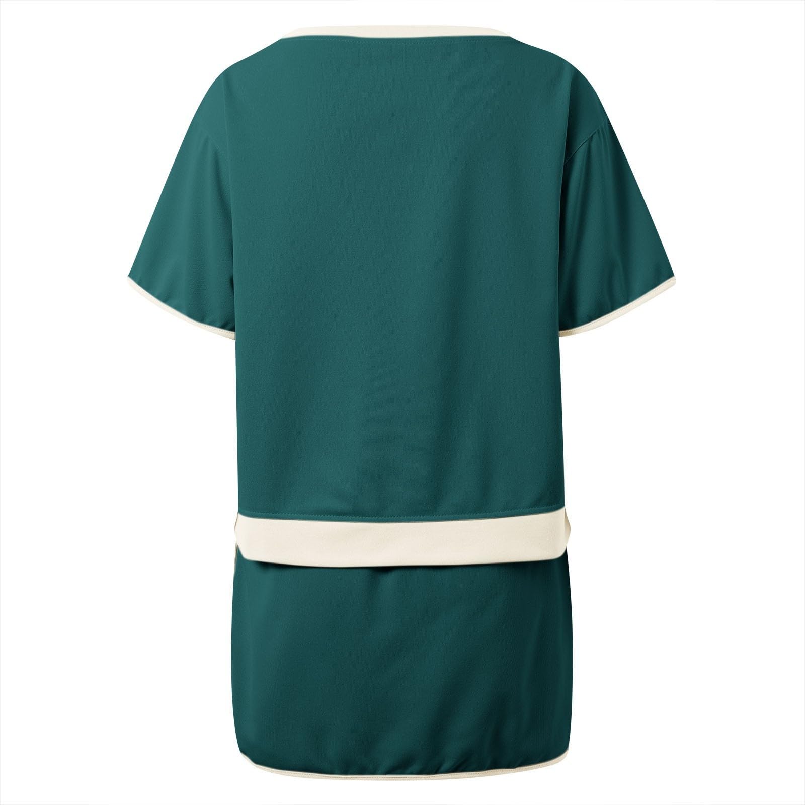 Modisches, lässiges Zweiteiler-Outfit mit zwei Shorts, bestehend einem Tunika-Top mit asymmetrischem Saum Shorts mit hohem Bund.