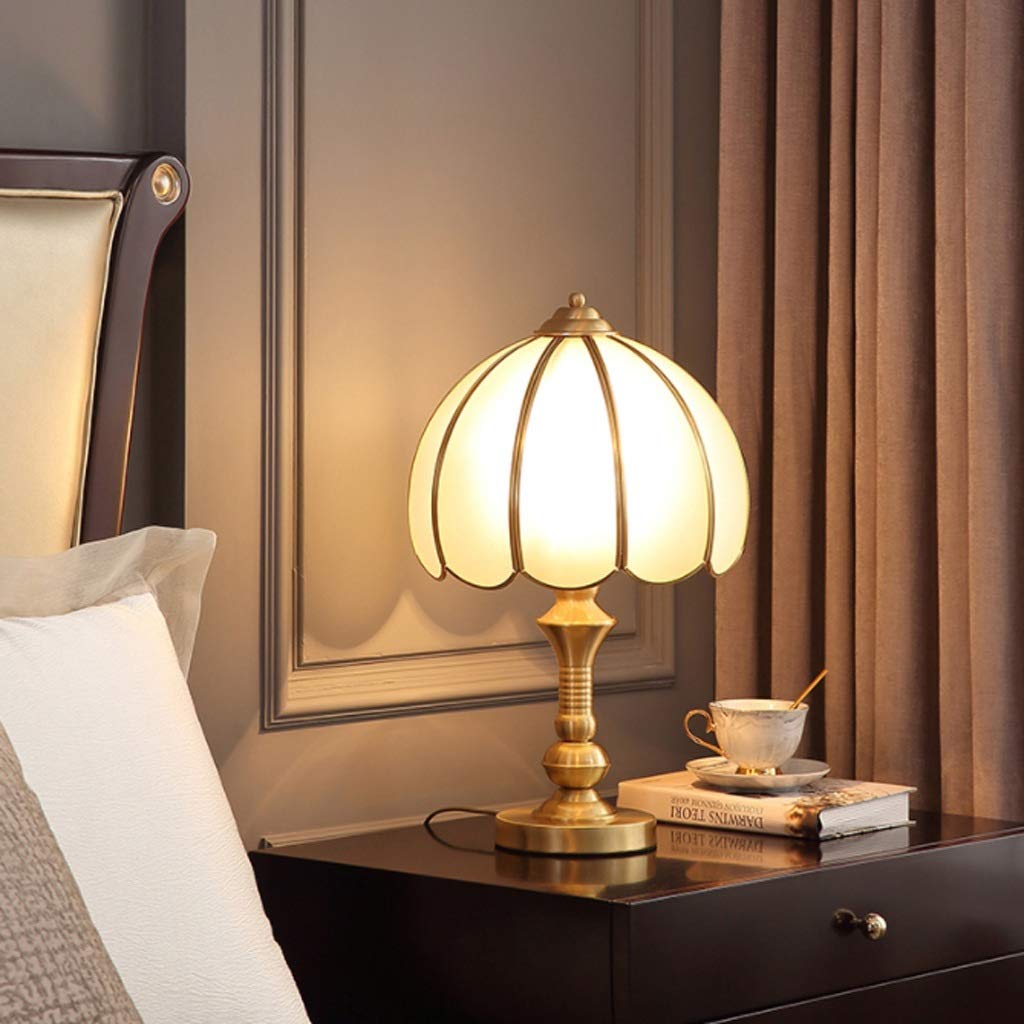 CXDTBH Moon Shadow Kaiton Bedroom Table Lamp Plug-in European Retro Household Copper Living Room Bedside Lamp Desk Work Special Lamp