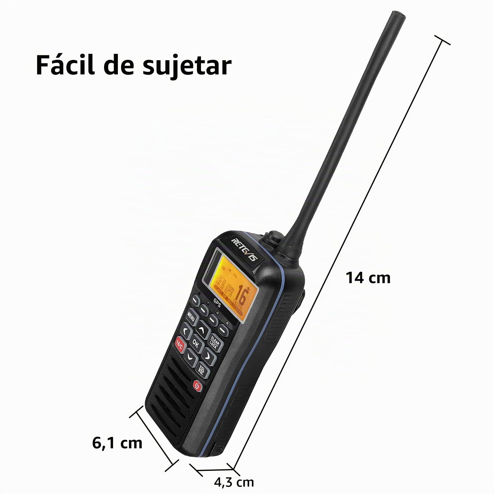 Retevis RM40 Radio VHF Portátil Marina GPS, IP67 Impermeable Marine Radio | IP67 Impermeable, Profesional DSC, Bidireccional Flotante, Transceptor para Rescate, Guardacostas (Negro, 1 Pieza)