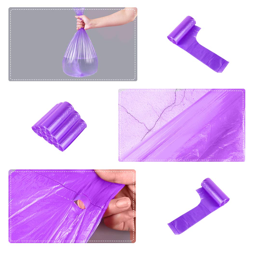 100 bolsas de basura de 4 galones con asas, 45 x 60 cm, bolsas de basura de cocina, bolsas de basura resistentes para baño, cocina, oficina (100 unidades, 45 x 60 cm), color morado