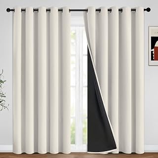 Yakamok Cream Blackout Curtains 96 inches Long for Bedroom 62" Wide 2-Panel
