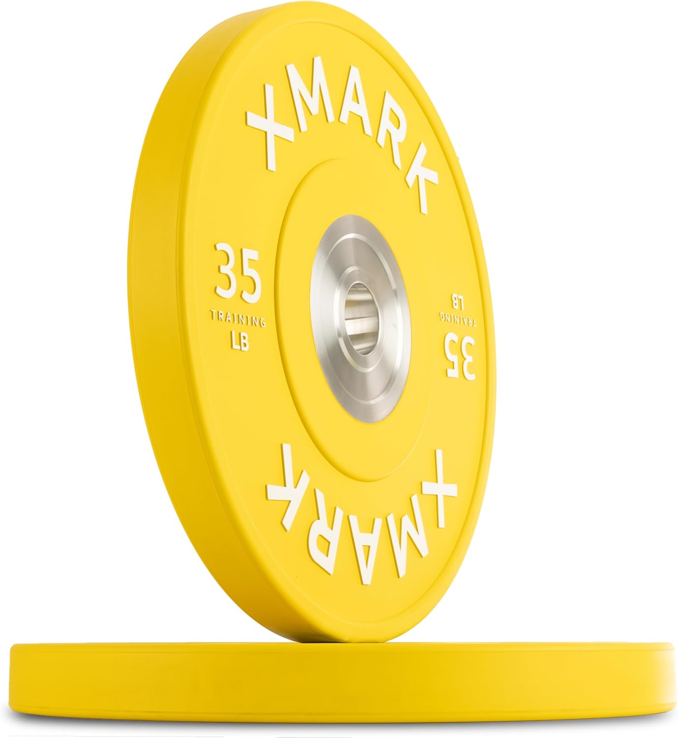 XMARK Premium Virgin Rubber Bumper Plates with Chrome-Plated Steel Inserts for Serious Lifters, Pounds (LB), Available in Sets and Pairs