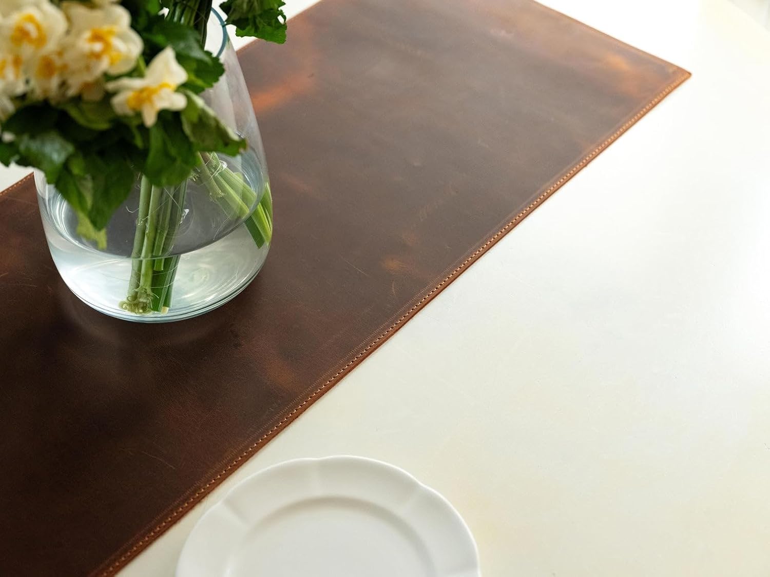 Distressed Leather Table Runner, Handmade Personalized Dining Table Mat, Premium Leather Table Runner Mat